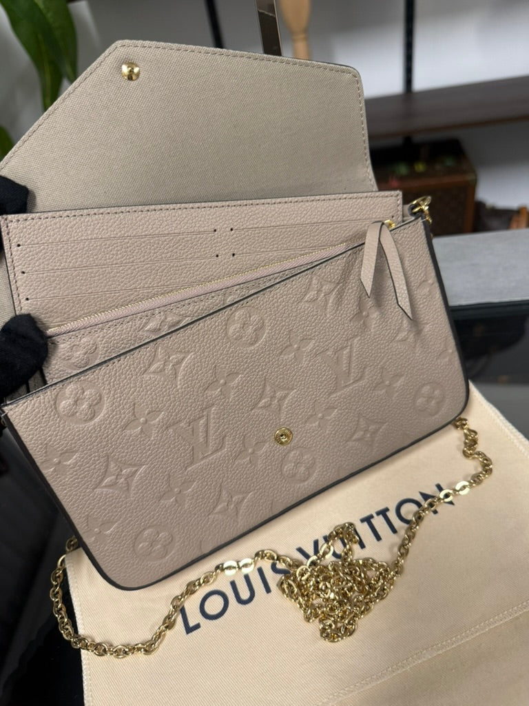Louis Vuitton Pochette Félicie Monogram Empreinte Tourterelle Empreinte