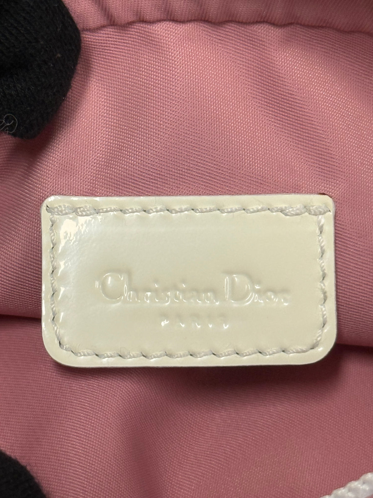 Vintage Christian Dior Trotter Pink and Cream Nylon Patent Leather Belt Bum Bag