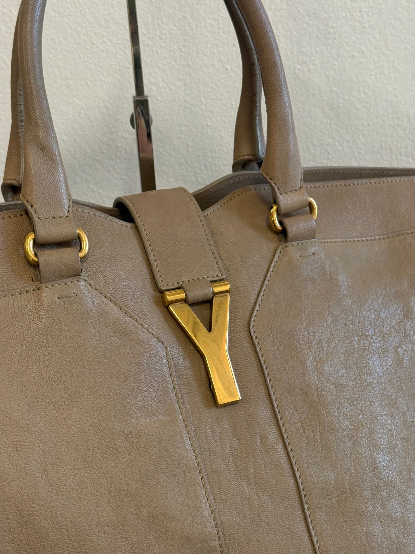 Yves Saint Laurent Taupe Leather Large Cabas ChYc Bag