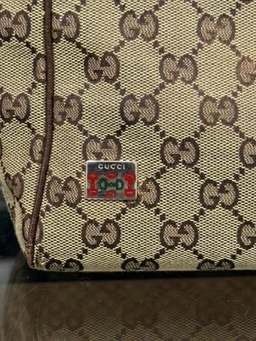 Gucci Beige and Ebony Signature GG Canvas Tote Bag