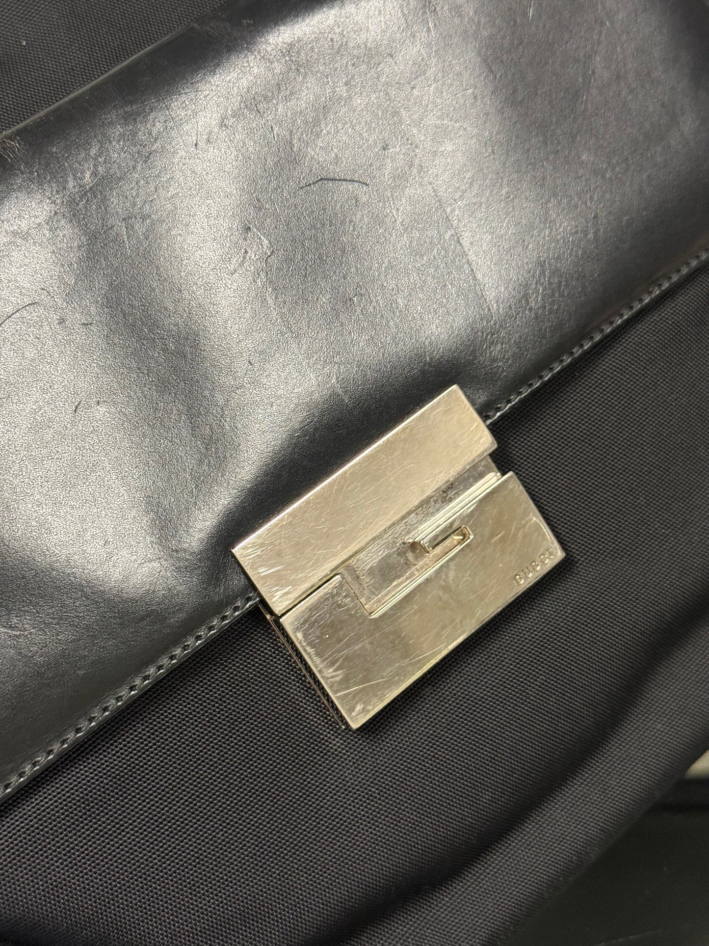 Gucci Black Nylon and Leather Shoulder Bag
