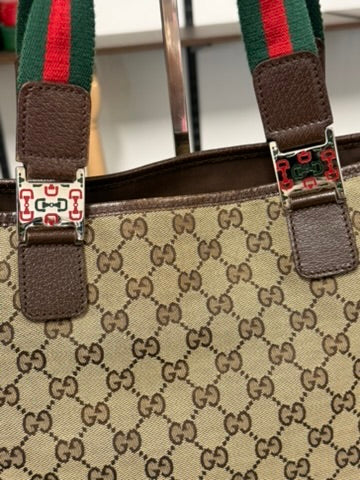 Gucci Beige and Ebony Signature GG Canvas Tote Bag
