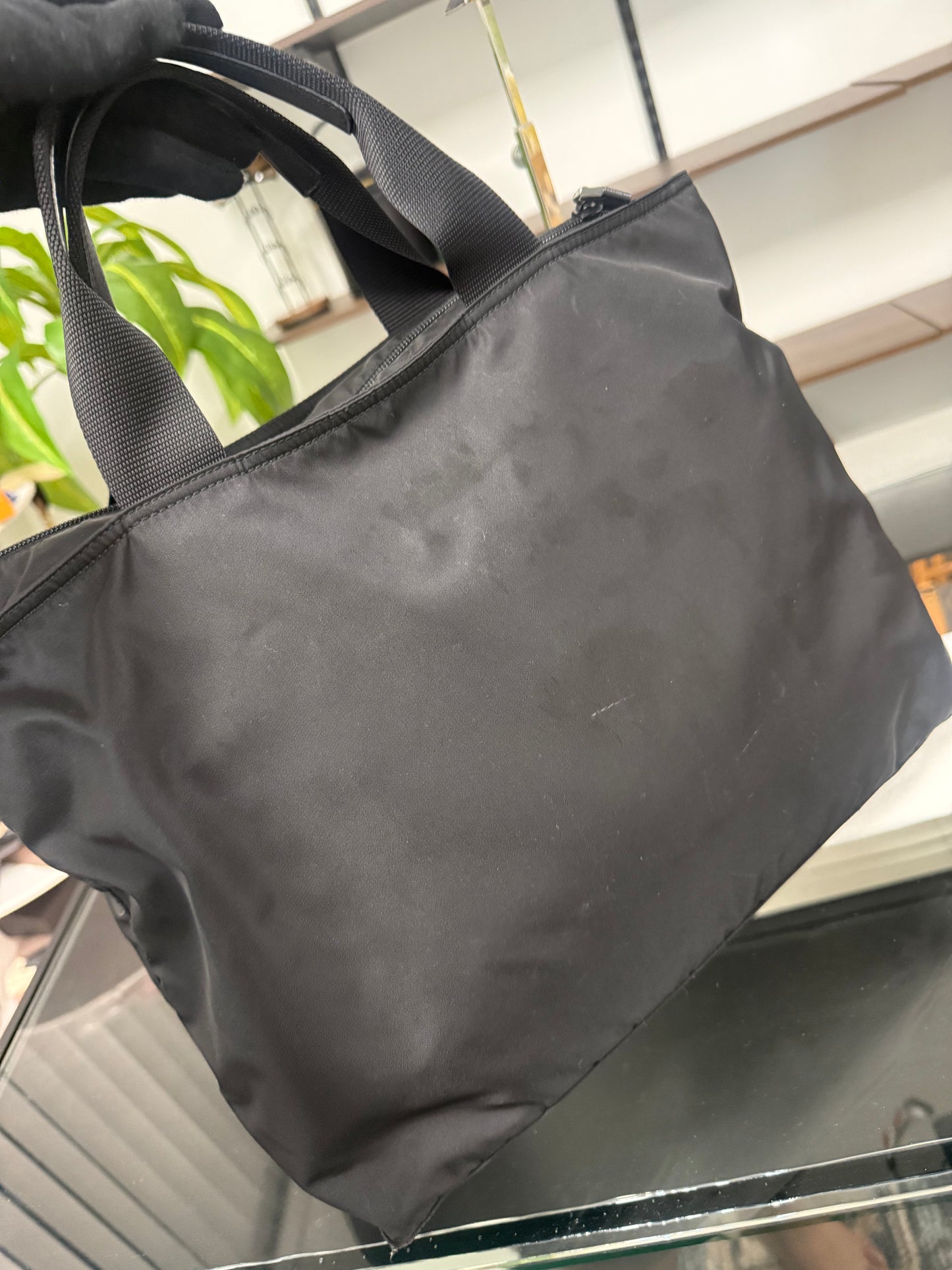 Prada Black Nylon Large Two-Way Handbag and Shoulder Bag