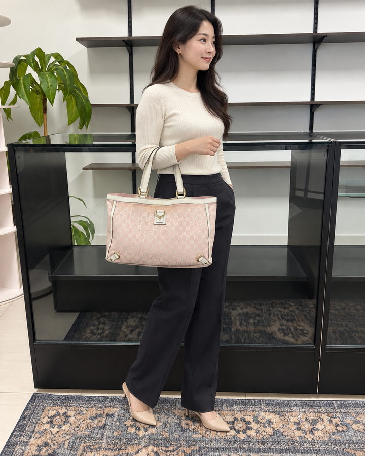 Abbey Tote Bag 141472 in Pink GG Jacquard