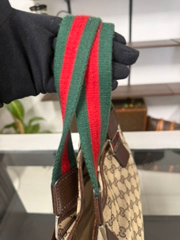 Gucci Beige and Ebony Signature GG Canvas Tote Bag
