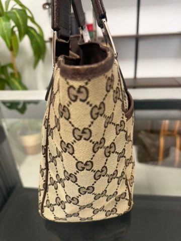 Gucci Beige and Ebony Signature GG Canvas Tote Bag