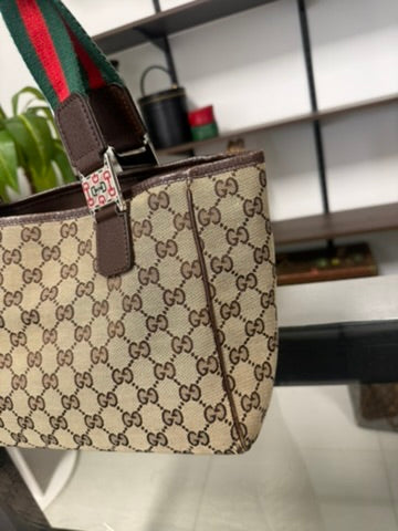 Gucci Beige and Ebony Signature GG Canvas Tote Bag