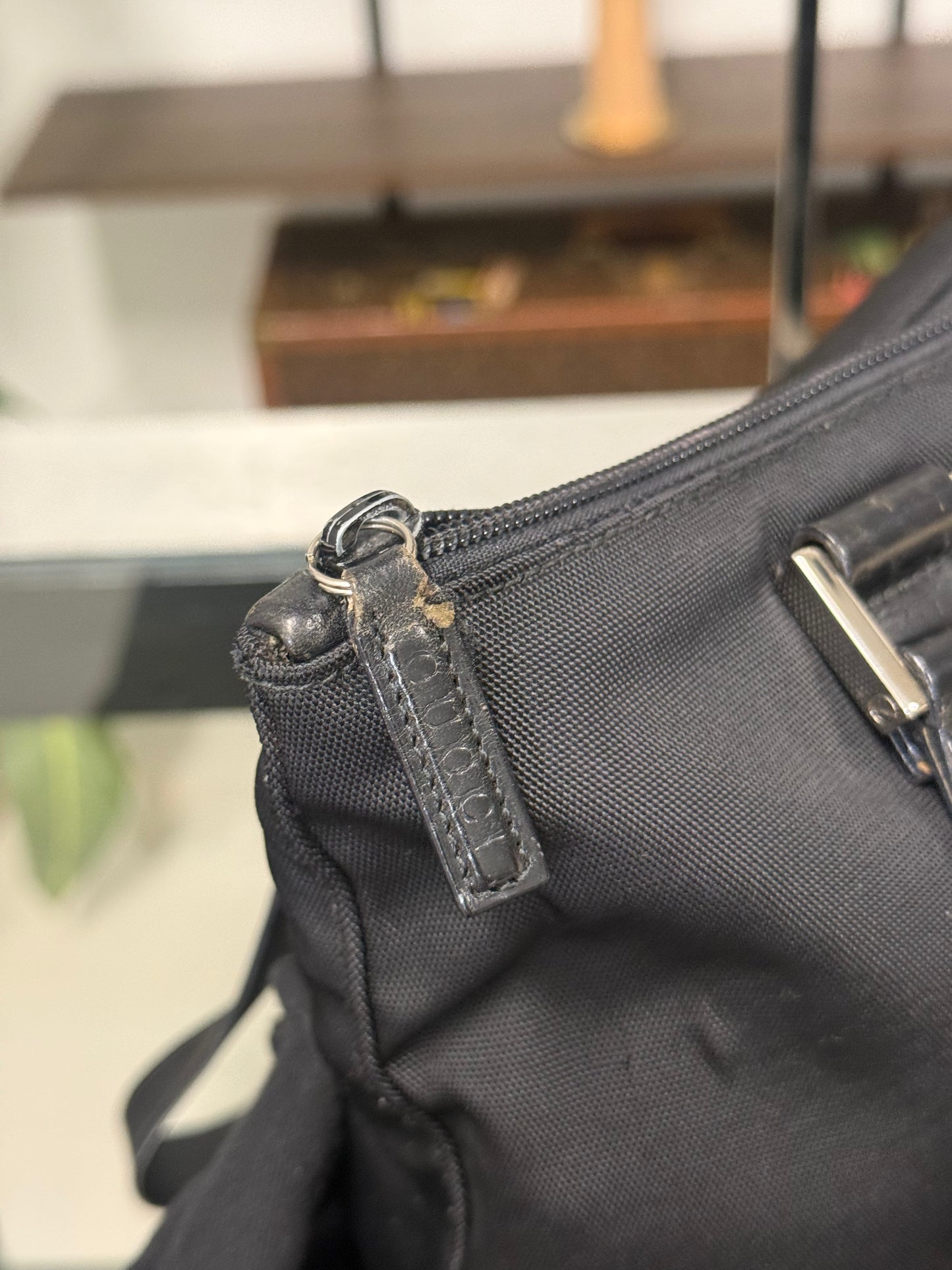 Gucci Black Nylon and Leather Shoulder Bag