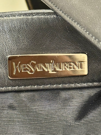 Saint Laurent Beige and Black Nylon Leather Shoulder Bag YSL