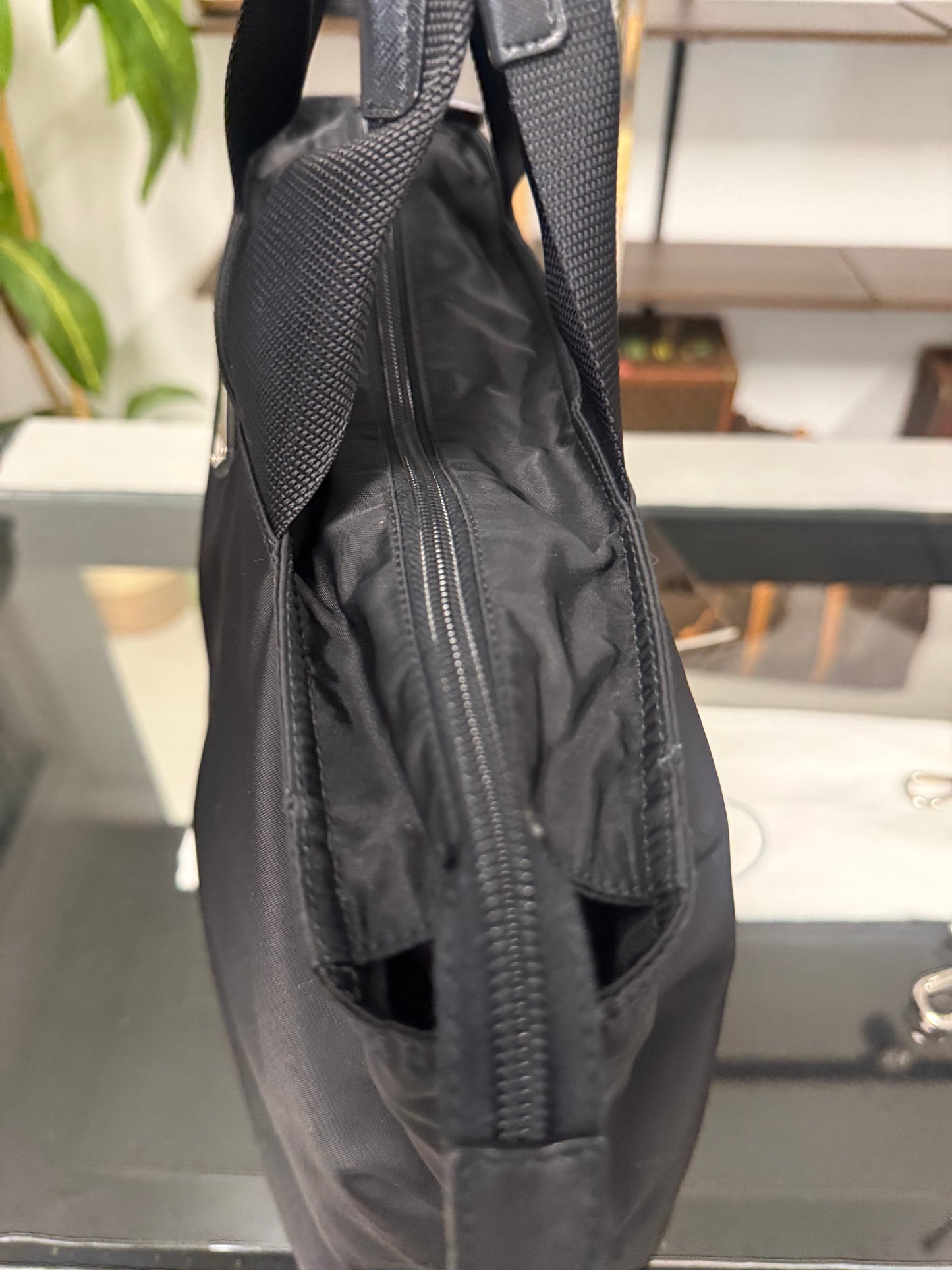Prada Black Nylon Large Two-Way Handbag and Shoulder Bag