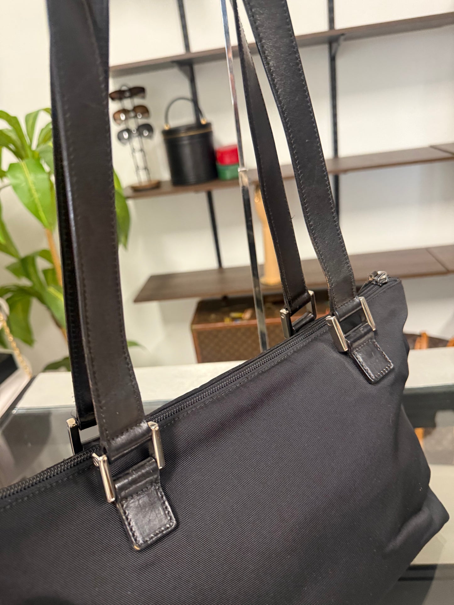 Gucci Black Nylon and Leather Shoulder Bag