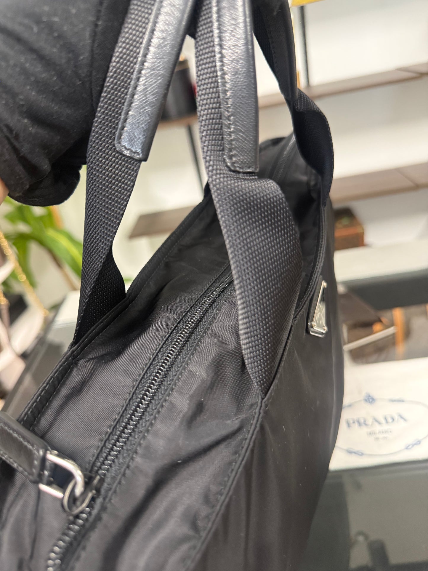 Prada Black Nylon Large Two-Way Handbag and Shoulder Bag