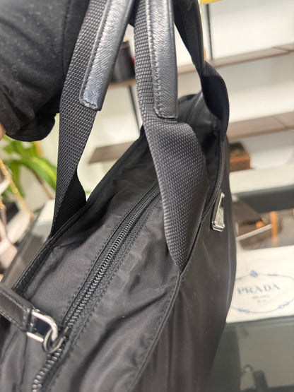 Prada Black Nylon Large Two-Way Handbag and Shoulder Bag