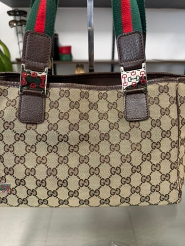 Gucci Beige and Ebony Signature GG Canvas Tote Bag