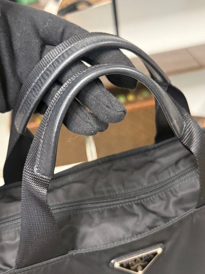 Prada Black Nylon Large Two-Way Handbag and Shoulder Bag