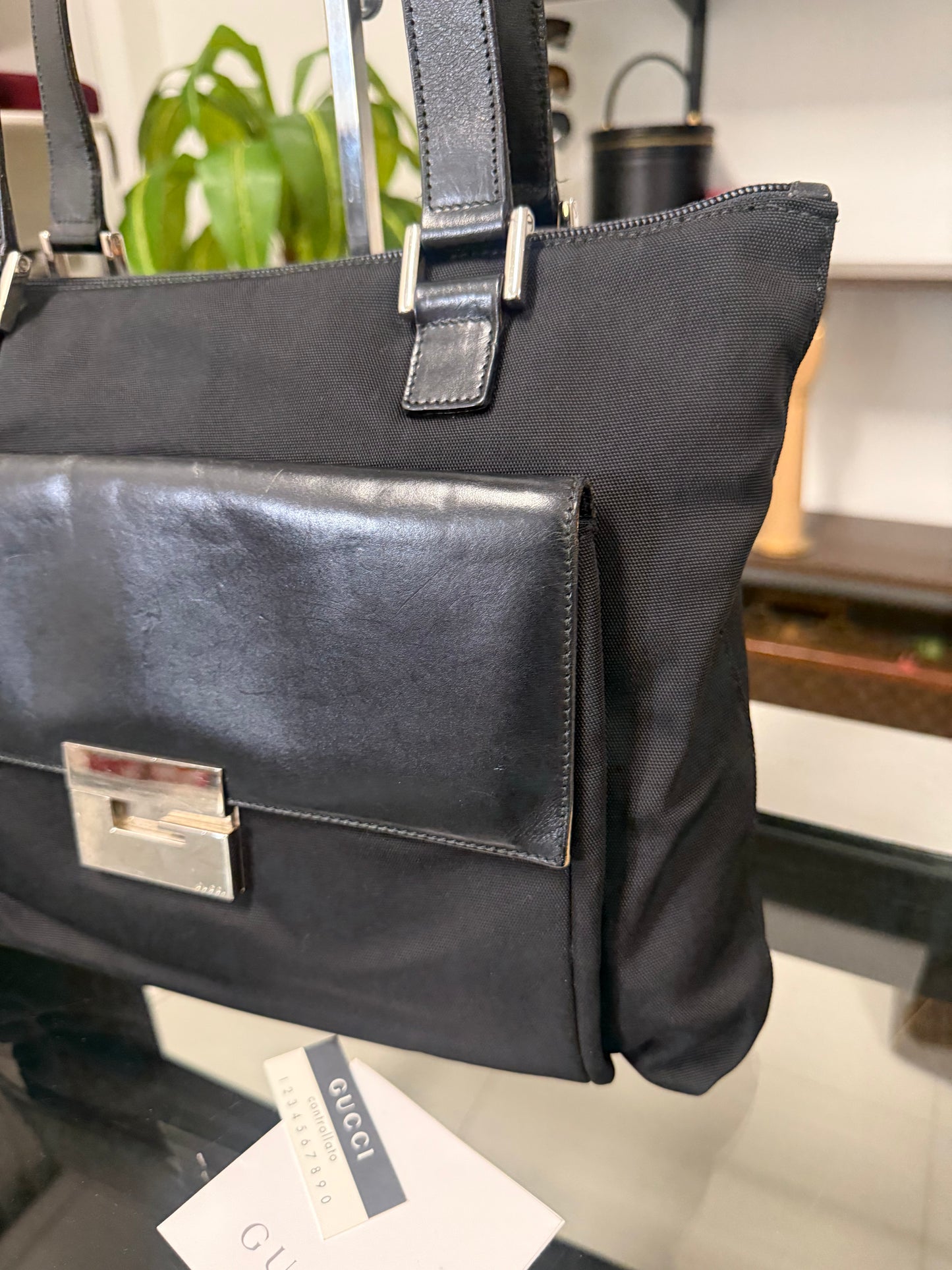 Gucci Black Nylon and Leather Shoulder Bag