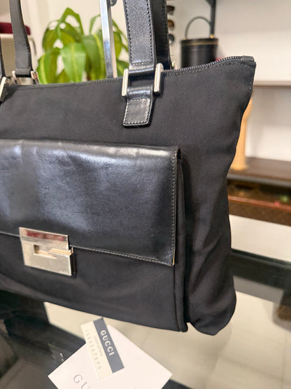 Gucci Black Nylon and Leather Shoulder Bag