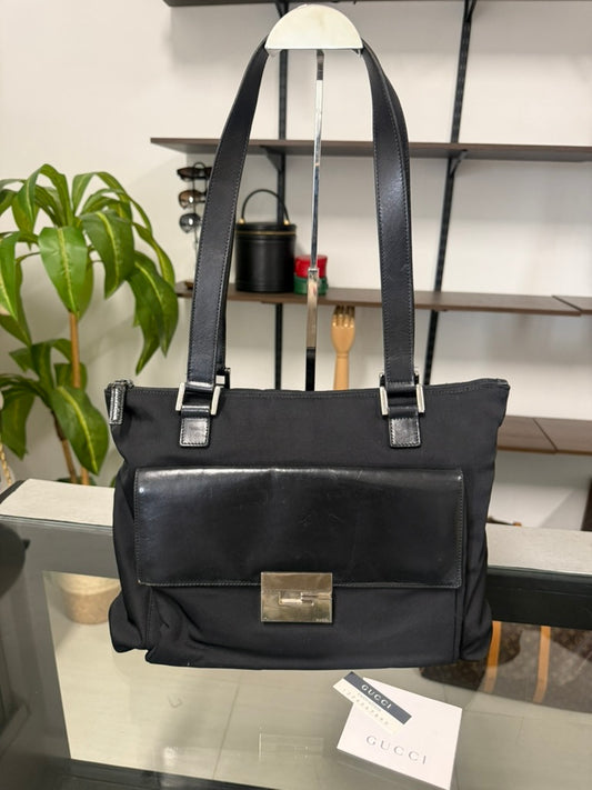 Gucci Black Nylon and Leather Shoulder Bag