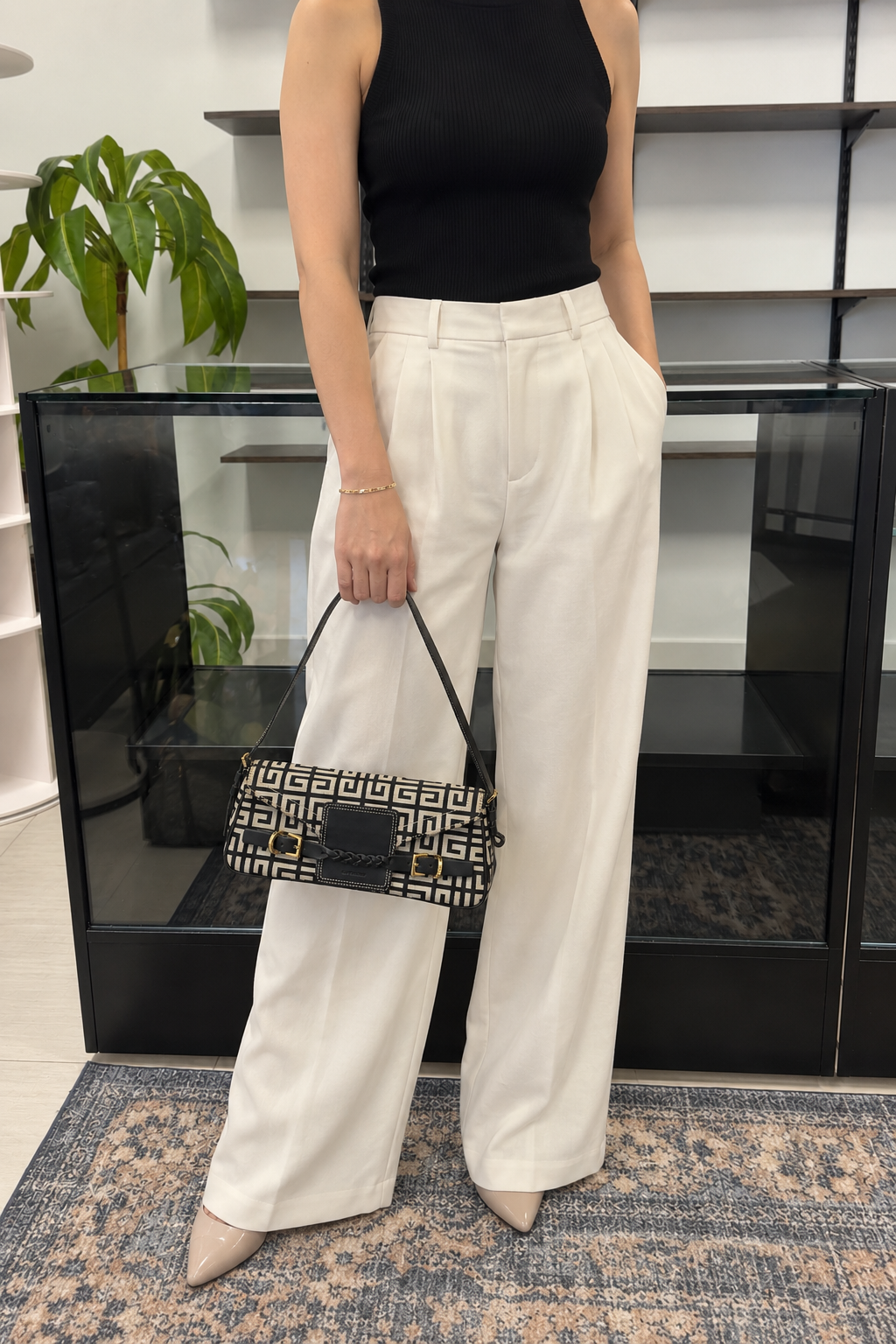 Givenchy Black Signature Canvas and Leather Flap Baguette Shoulder Bag