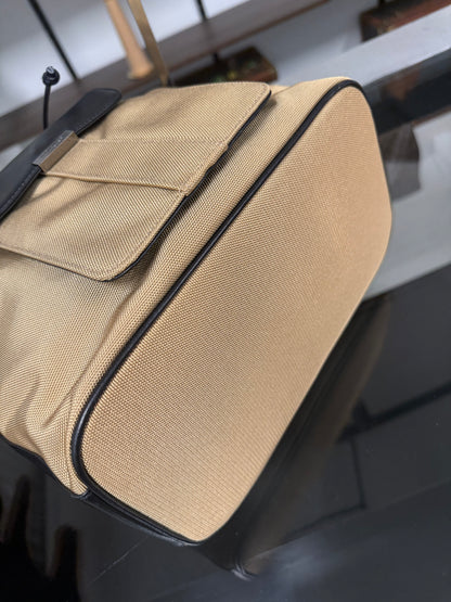 Saint Laurent Beige and Black Nylon Leather Shoulder Bag YSL