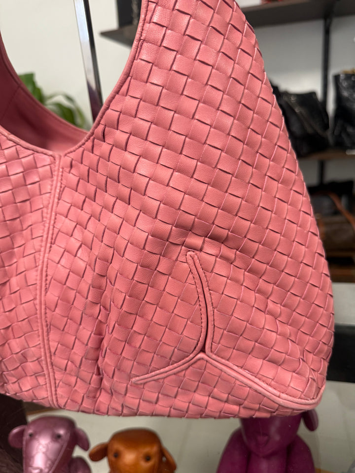 Intrecciato Ball Hobo Nappa Leather Pink Shoulder Bag