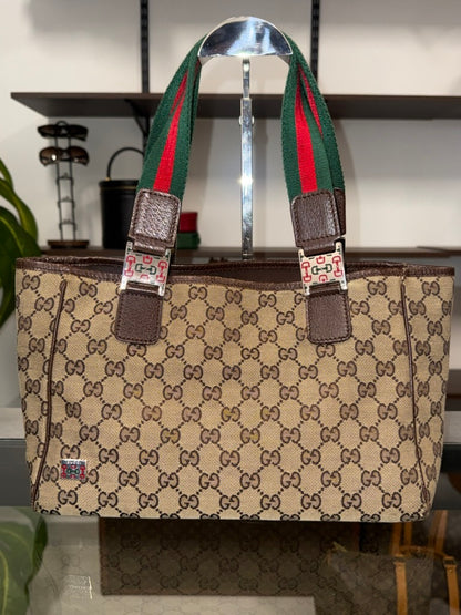 Gucci Beige and Ebony Signature GG Canvas Tote Bag