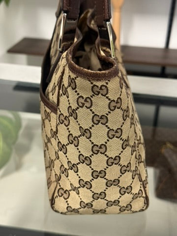 Gucci Beige and Ebony Signature GG Canvas Tote Bag
