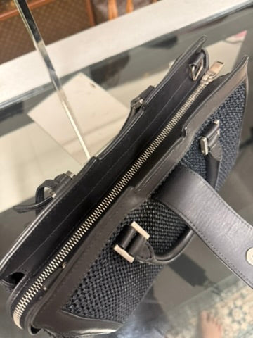 Saint Laurent Paris Baby Cabas Black Raffia and Leather Top Handle Bag 424868 YSL