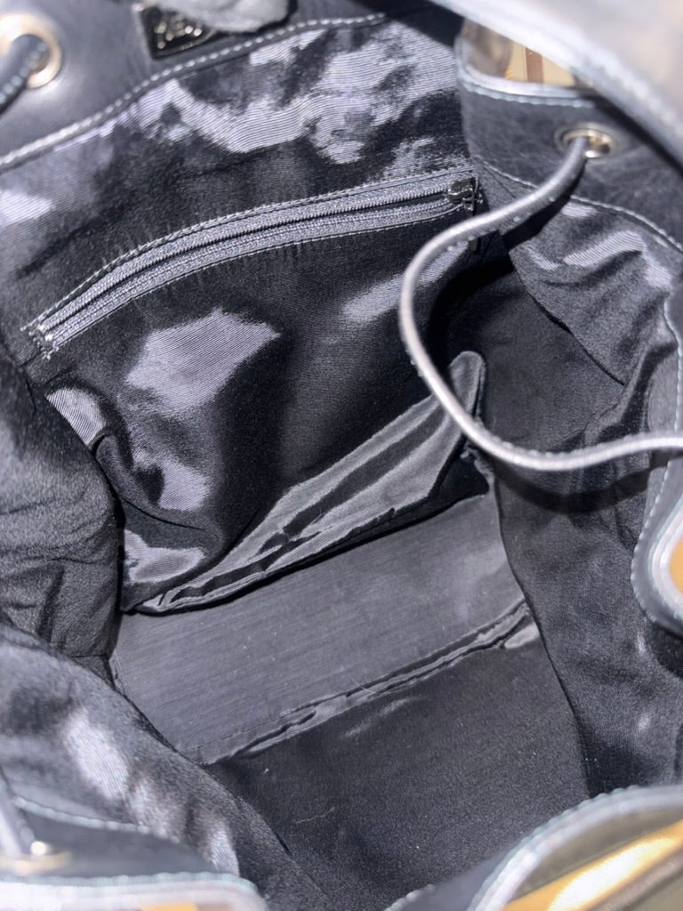 Saint Laurent Beige and Black Nylon Leather Shoulder Bag YSL