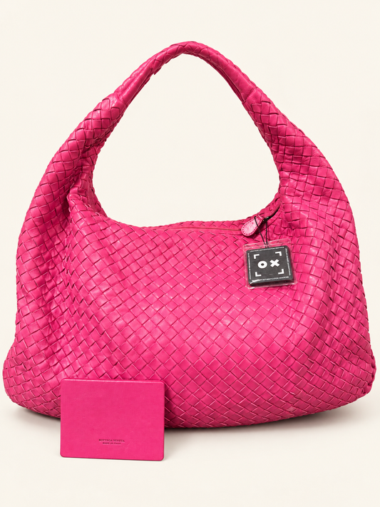 Intrecciato Small Hobo Pink Shoulder Bag