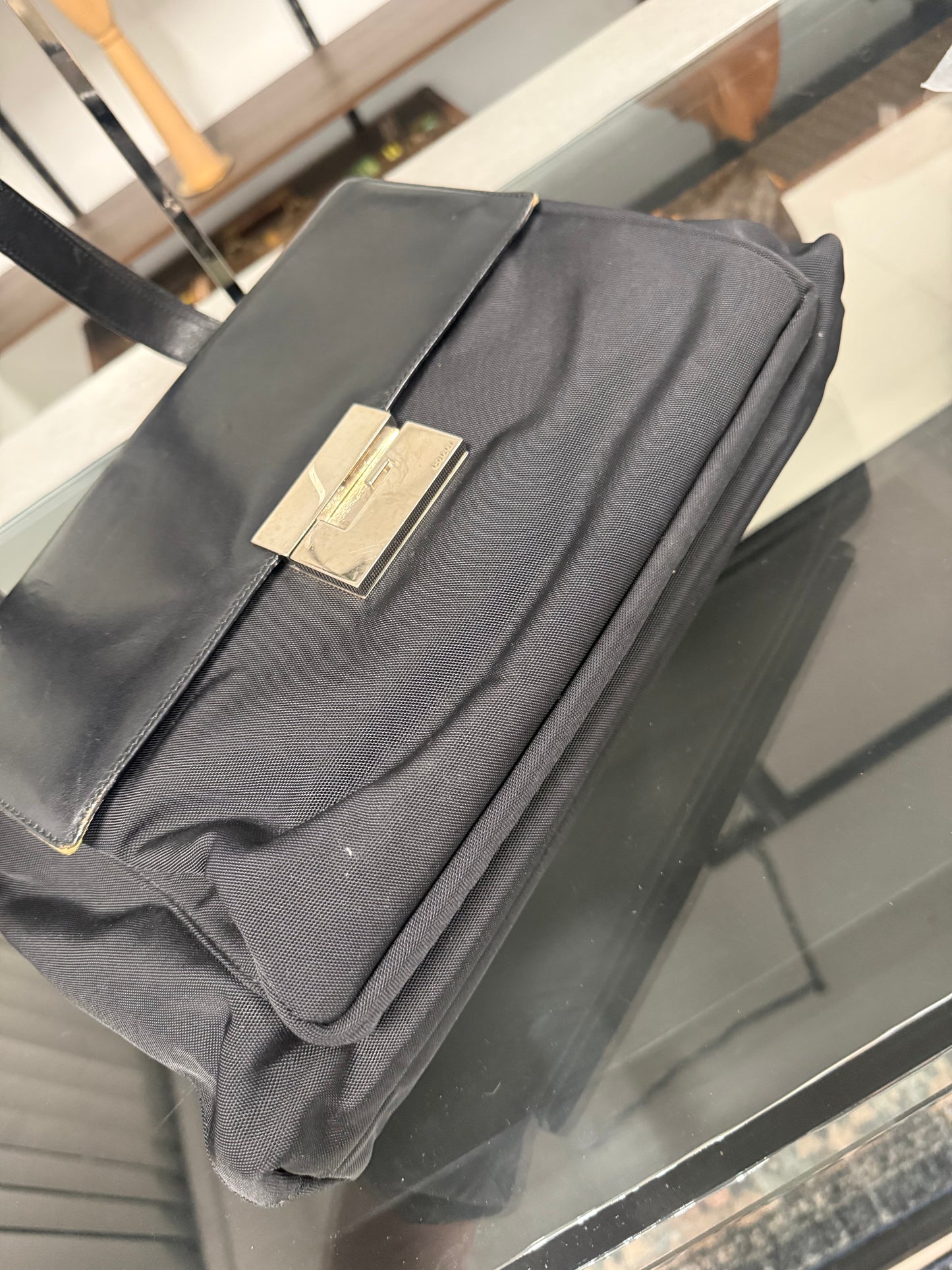 Gucci Black Nylon and Leather Shoulder Bag