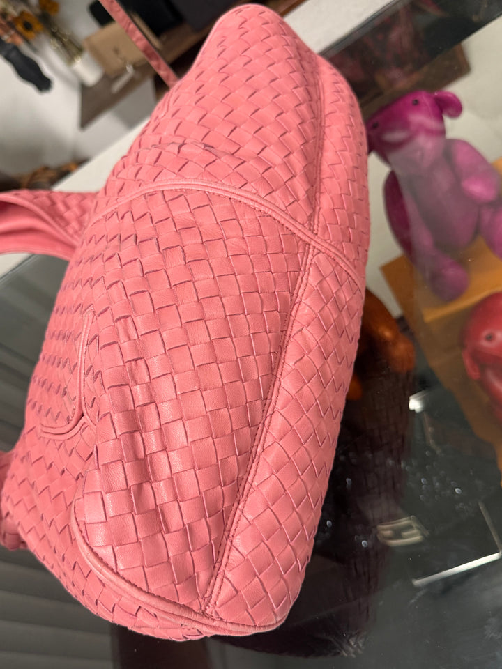Intrecciato Ball Hobo Nappa Leather Pink Shoulder Bag