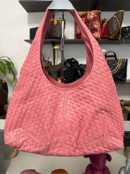 Intrecciato Ball Hobo Nappa Leather Pink Shoulder Bag