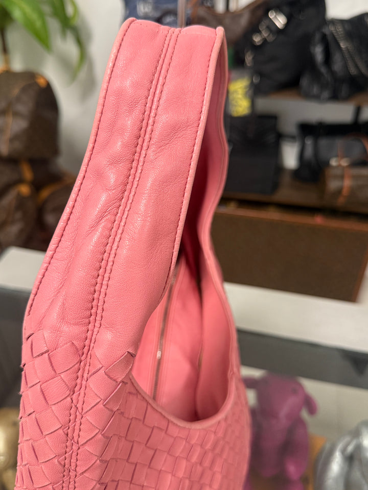 Intrecciato Ball Hobo Nappa Leather Pink Shoulder Bag