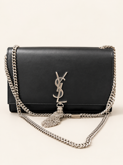 Kate Tassel Medium Shoulder Bag Black Leather