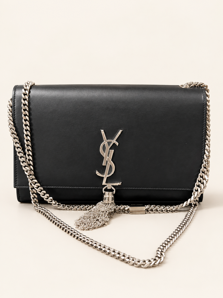 Kate Tassel Medium Shoulder Bag Black Leather