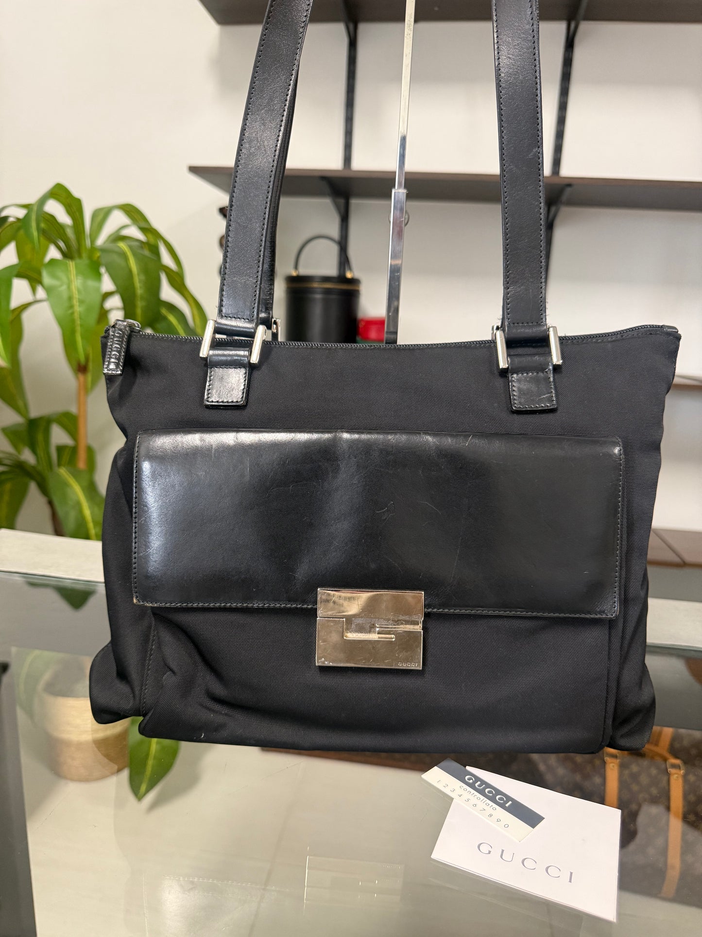Gucci Black Nylon and Leather Shoulder Bag