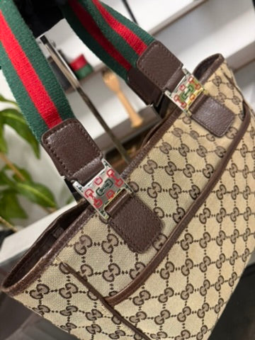 Gucci Beige and Ebony Signature GG Canvas Tote Bag