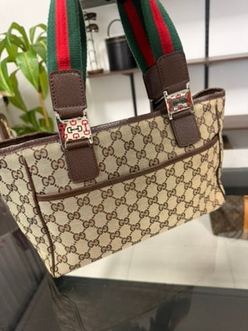 Gucci Beige and Ebony Signature GG Canvas Tote Bag