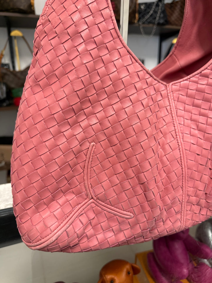 Intrecciato Ball Hobo Nappa Leather Pink Shoulder Bag