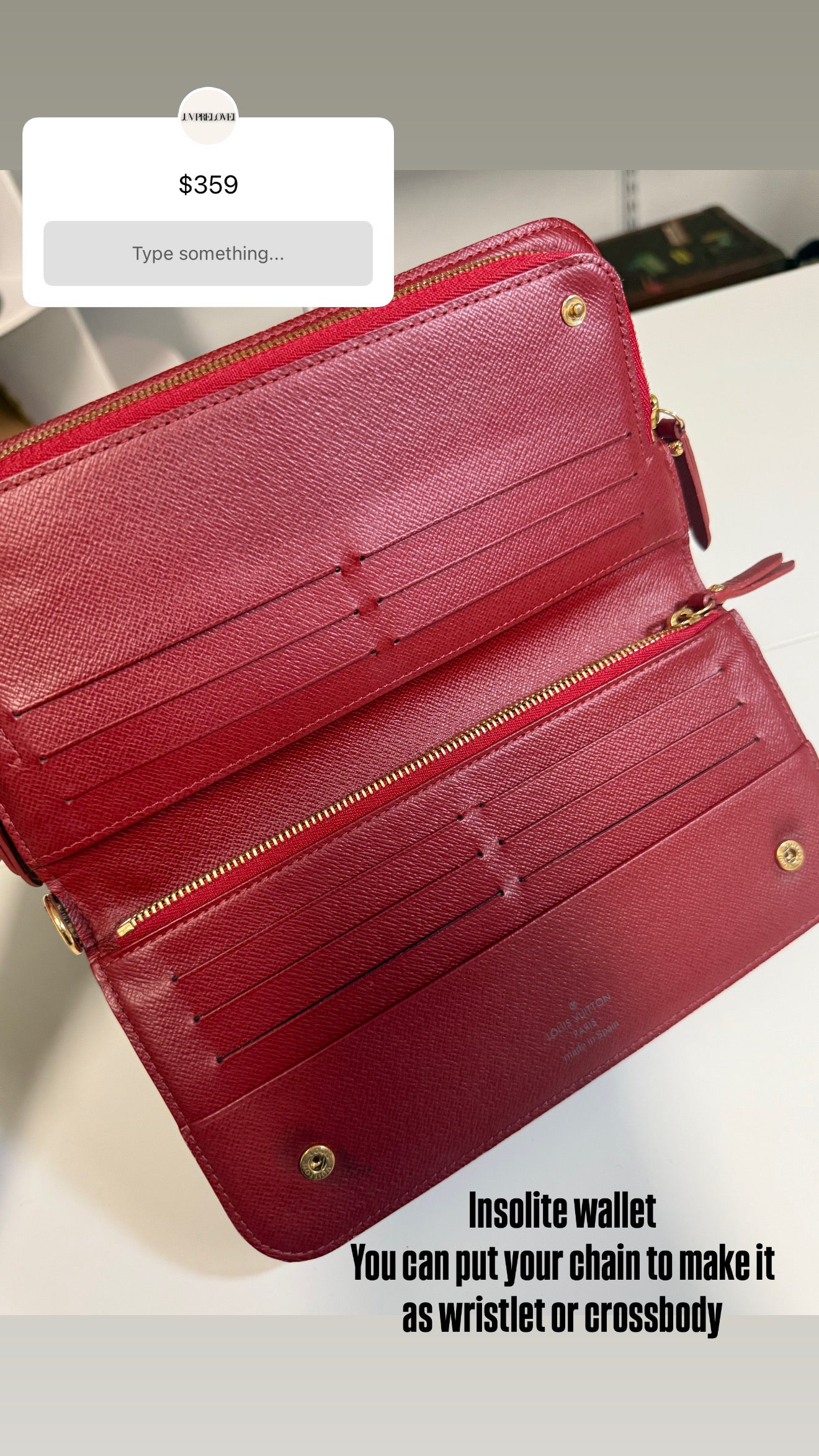 LOUIS VUITTON INSOLITE WALLET RED INTERIOR MONOGRAM CANVAS