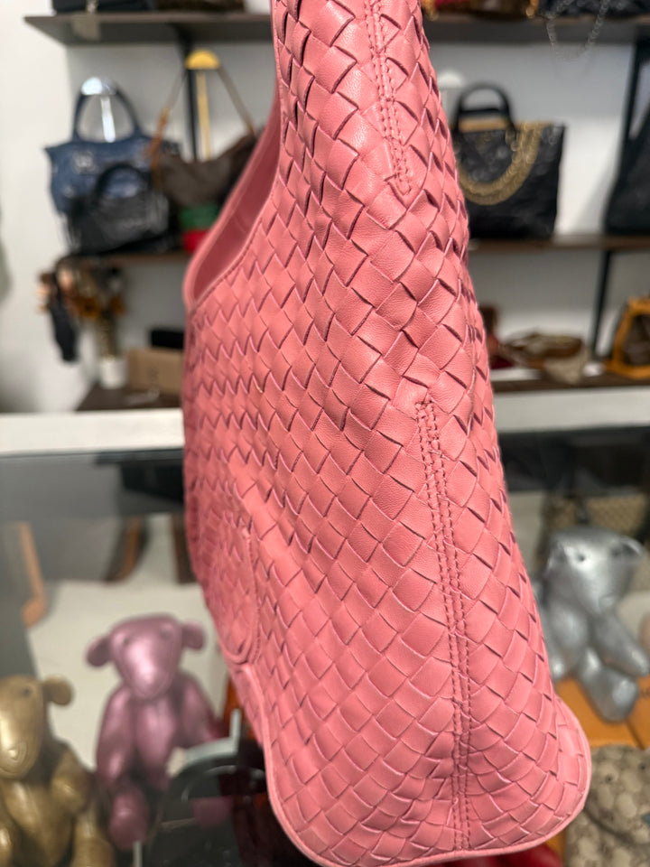 Intrecciato Ball Hobo Nappa Leather Pink Shoulder Bag