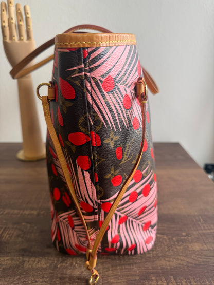 LOUIS VUITTON LIMITED EDITION NEVERFULL MM JUNGLE DOTS MONOGRAM SUGAR PINK POPPY