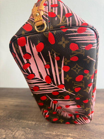 LOUIS VUITTON LIMITED EDITION NEVERFULL MM JUNGLE DOTS MONOGRAM SUGAR PINK POPPY