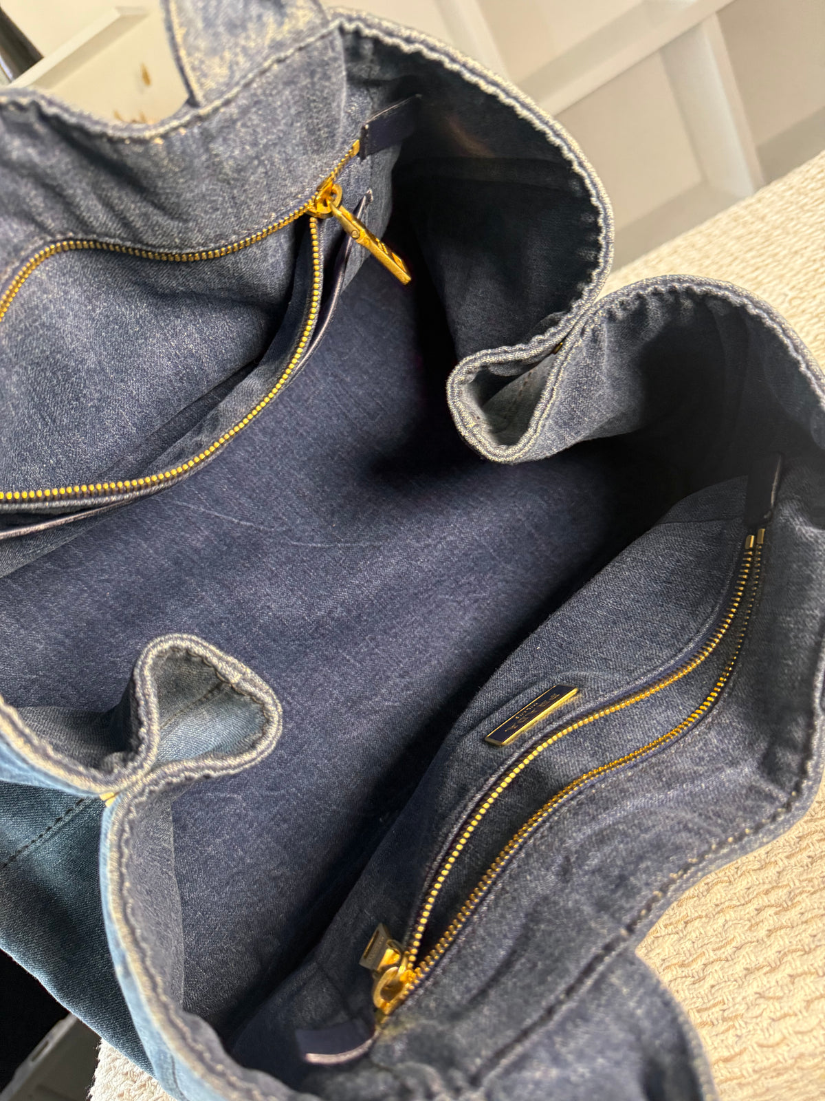 Logo Canapa Avio Denim Tote Bag