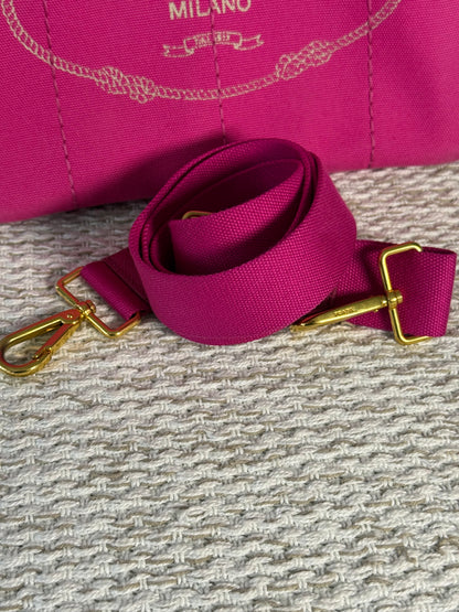 Pink Canapa Canvas Logo-Print Small Tote Bag