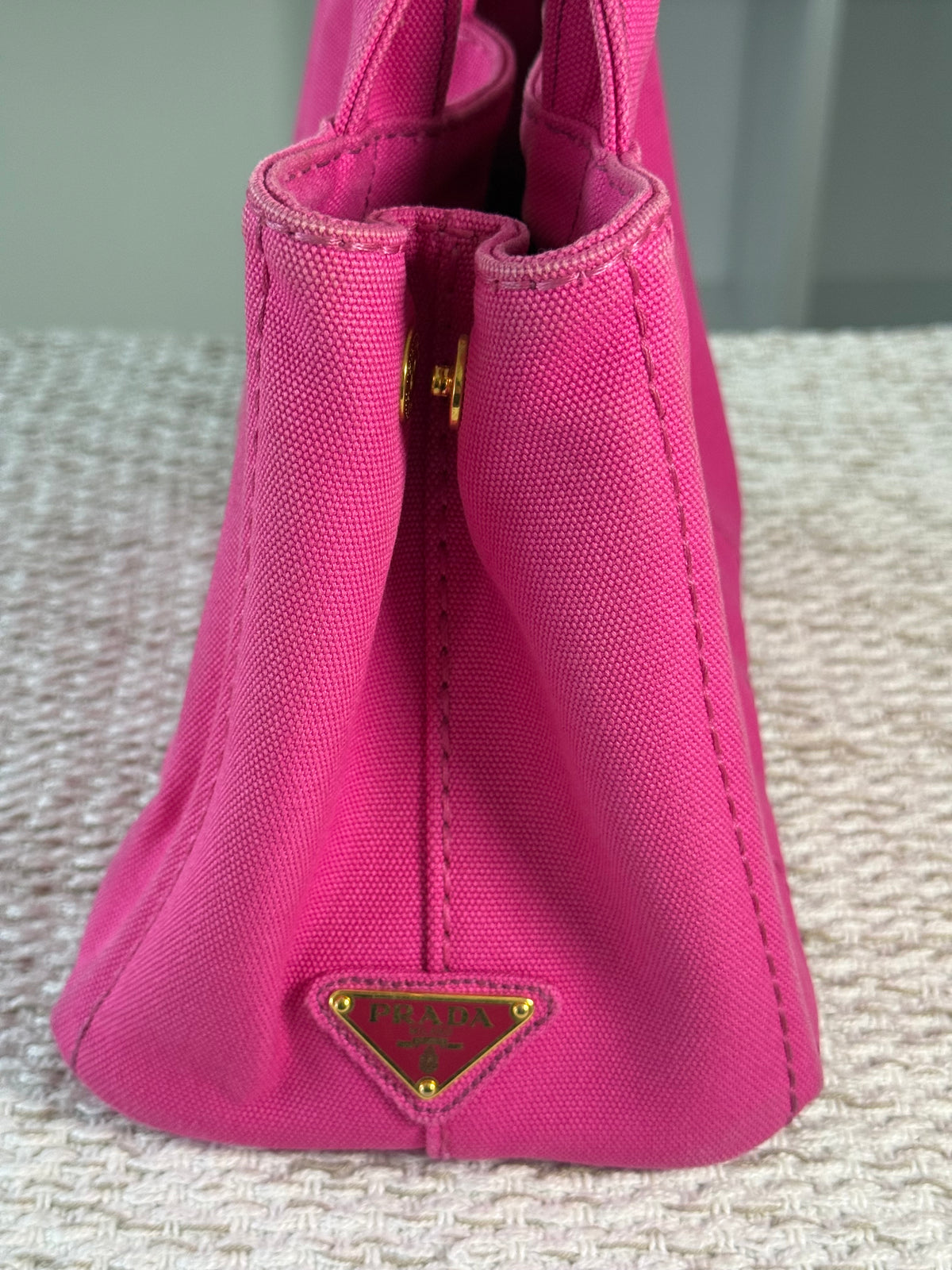 Pink Canapa Canvas Logo-Print Small Tote Bag