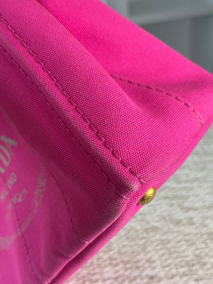 Pink Canapa Canvas Logo-Print Small Tote Bag