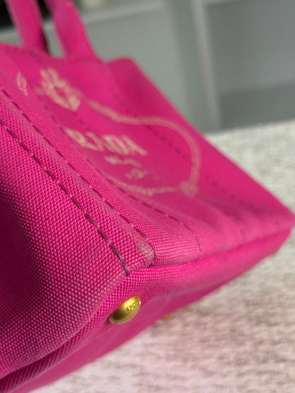 Pink Canapa Canvas Logo-Print Small Tote Bag