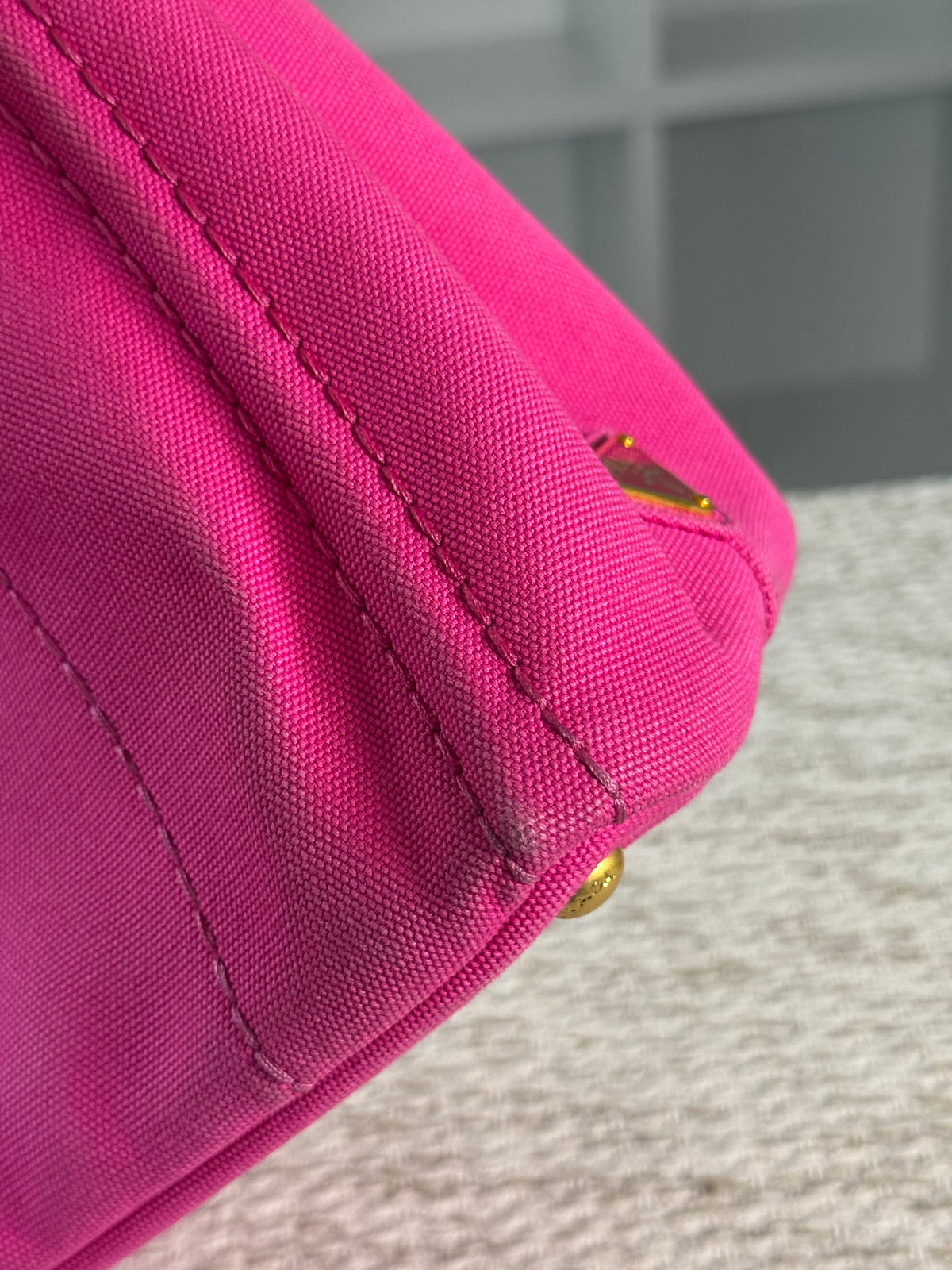 Pink Canapa Canvas Logo-Print Small Tote Bag